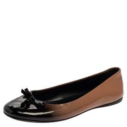 Pre Owned Prada Two Tone Patent Leather Bow Ballet Flats Size 37.5