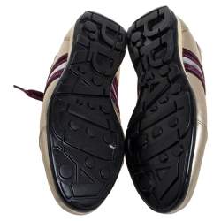 Pre Owned Prada Metallic Gold Leather Lace Low Top Sneakers Size 38