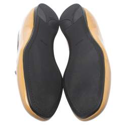 Pre Owned Prada Beige Patent Leather Smoking Flat Slippers Size 38.5 