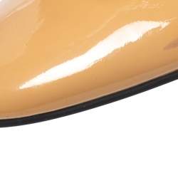 Pre Owned Prada Beige Patent Leather Smoking Flat Slippers Size 38.5 