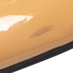 Pre Owned Prada Beige Patent Leather Smoking Flat Slippers Size 38.5 