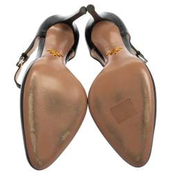 Pre Owned Prada Black Leather D'orsay Ankle Strap Pumps Size 37.5