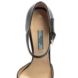 Pre Owned Prada Black Leather D'orsay Ankle Strap Pumps Size 37.5