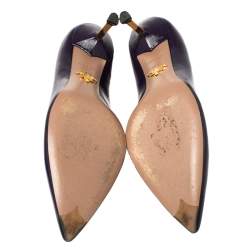 Pre Owned Prada Blue Saffiano Leather Pointed Toe Pumps Size 37.5