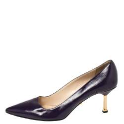 Pre Owned Prada Blue Saffiano Leather Pointed Toe Pumps Size 37.5