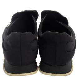 Pre Owned Prada Blue Nylon Catch Me If You Can Crystal Embellished Slip On Sneakers Size 38