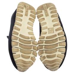 Pre Owned Prada Blue Nylon Catch Me If You Can Crystal Embellished Slip On Sneakers Size 38