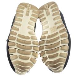 مملوكة مسبقًا Prada Grey Nylon Crystal Embellished Slip On Sneakers Size 38.5