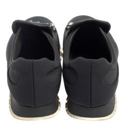 ممل وكة مسبقًا Prada Grey Nylon Crystal Embellished Slip On Sneakers Size 38.5