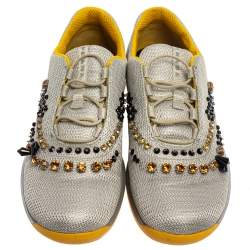 Pre Owned حذاء رياضى برادا منخفض من أعلى شبك رمادى مقاس 40