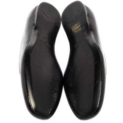 Pre Owned Prada Black Patent Saffiano Leather Slip On Smoking Loafers Size 38