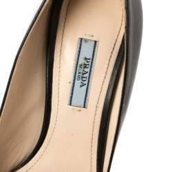 Pre Owned Prada Black Leather Pointed Toe Pumps Size 39