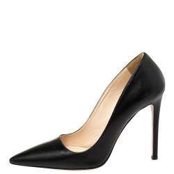 Pre Owned Prada Black Leather Pointed Toe Pumps Size 39