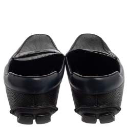 Prada Blue Perforated Leather Slip On Loafers Size 45.5