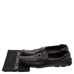 Prada Blue Perforated Leather Slip On Loafers Size 45.5