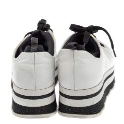 Pre Owned Prada White Leather Linea Rossa Platform Sneakers Size 38.5