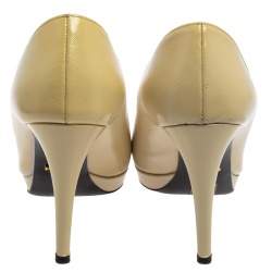 Pre Owned Prada Cream Leather Pointed Toe Platform Pumps Size 38