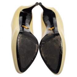 Pre Owned Prada Cream Leather Pointed Toe Platform Pumps Size 38