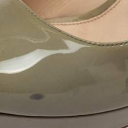 Pre Owned Prada Lime Green Patent Leather Peep Toe Platform Pumps Size 38