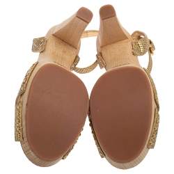 Prada Gold Python Ankle Strap Platform Sandals Size 41