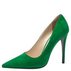 Prada Green Suede Pointed Toe Pumps Size 39