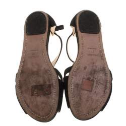 Pre Owned Prada Black Suede Sandals Size 37