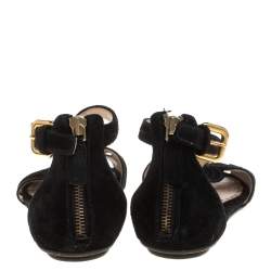Pre Owned Prada Black Suede Sandals Size 37