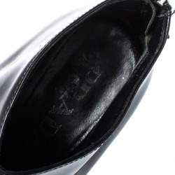 Pre Owned Prada Black Patent Leather Ankle Booties Size 37.5