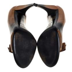 Pre Owned Prada Two Tone Patent Leather Bow Open Toe Pumps Size 37.5