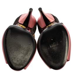 Prada Pink/Black Satin Embellished Mary Jane Open Toe Sandals Size 38