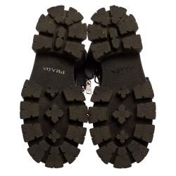 Pre Owned بوت للكاحل برادا مونوليث جلد ونايلون أسود مقاس 37.5