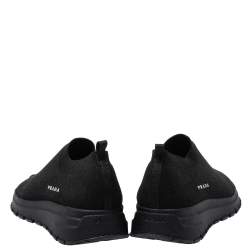 مملوكة مسبقًا Prada Black Stretch Fabric Runner Low Top Sneakers Size 39