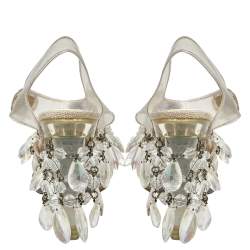 مملوكة مسبقًا Prada PVC And Satin Crystal Embellished Platform Sandals Size 37