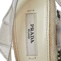 مملوكة مسبقًا Prada PVC And Satin Crystal Embellished Platform Sandals Size 37