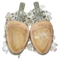 مملوكة مسبقًا Prada PVC And Satin Crystal Embellished Platform Sandals Size 37