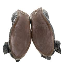 Pre Owned Prada Multicolor Snakeskin Embossed Leather Bow Ballet Flats 38