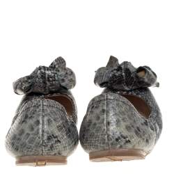 Pre Owned Prada Multicolor Snakeskin Embossed Leather Bow Ballet Flats 38