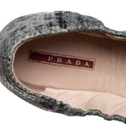 Pre Owned Prada Multicolor Snakeskin Embossed Leather Bow Ballet Flats 38