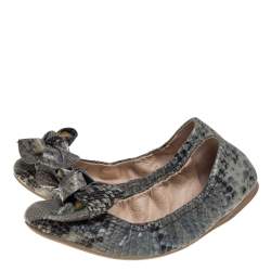 Pre Owned Prada Multicolor Snakeskin Embossed Leather Bow Ballet Flats 38