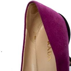 Pre Owned Prada Purple/Black Suede Embellished Pointed Toe Pumps Size 40