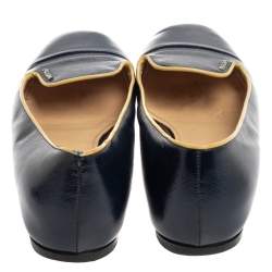 Pre Owned Prada Blue Patent Leather Smoking Slippers Size 39.5