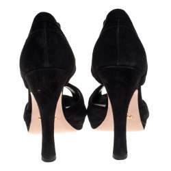 Prada Black Suede Cutout Peep Toe Booties Size 37.5