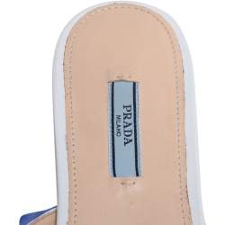 مملوكة مسبقًا Prada Blue/Pink Fabric Polka Dot Bow Detail Slide Sandals Size 41