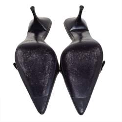 Pre Owned صندل سلايد برادا سكاموسشياتو جلد أسود مقدمة مدببة مقاس 38