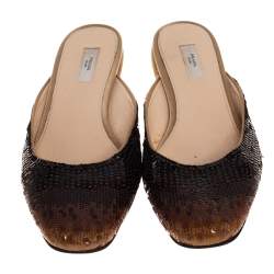 Pre Owned Prada Multicolor Ombre Sequin Flat Mules Size 36.5