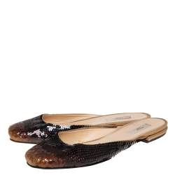Pre Owned Prada Multicolor Ombre Sequin Flat Mules Size 36.5