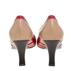Prada Tricolor Leather Square Toe Pumps Size 36.5