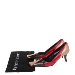 Prada Tricolor Leather Square Toe Pumps Size 36.5
