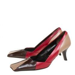 Prada Tricolor Leather Square Toe Pumps Size 36.5