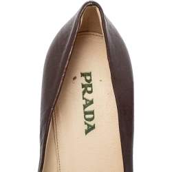 Prada Metallic Brown Leather Rose Pumps Size 38